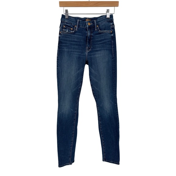 MOTHER High Waisted Looker Skinny‎ Jeans Dark Wash Denim Teaming Up Size 25 - Picture 1 of 11